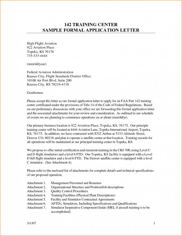 letter of application sample