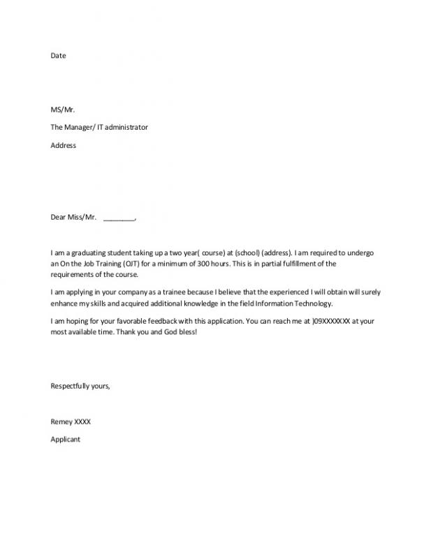 letter of application sample