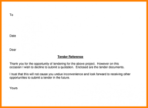 letter of application template example of a tender letter declining submit tender