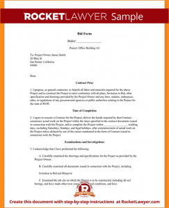 letter of application template sample bid proposal sample bid form form template