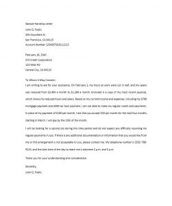 letter of hardship hardship letter template