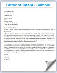 letter of intent format letter of intent sample image