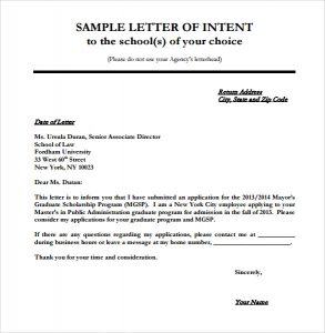 Letter Of Intent Residency | Template Business