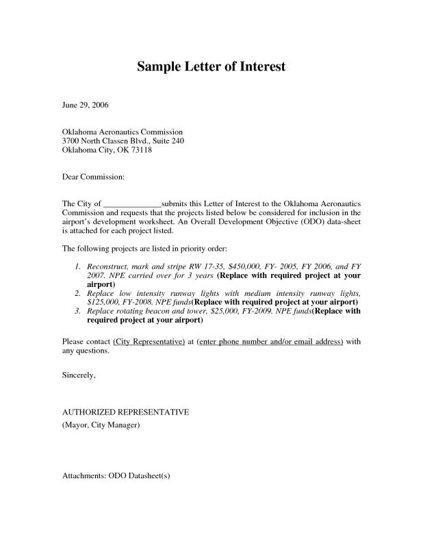 letter of interest for a job