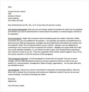 letter of interest format letter of interest in teaching format