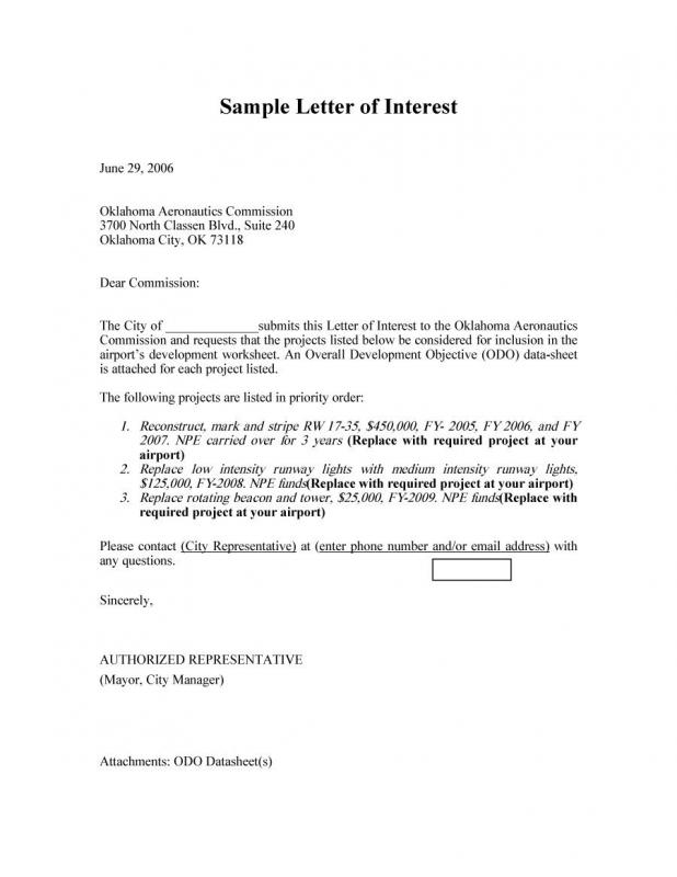 letter of interest sample