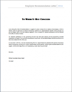 letter of recommendation for employment employee recommendation letter