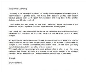 letter of recommendation for graduate school letter of recommendation for graduate school from employer in word