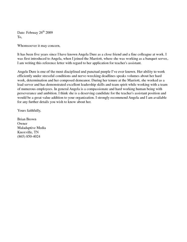 Letter Of Recommendation For Immigration | Template Business