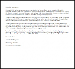 letter of recommendation from employer graphic designer recommendation letter