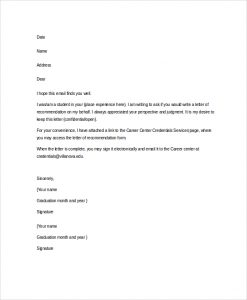 letter of recommendation template email letter of recommendation template