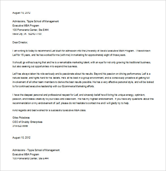 letter of recommendation template for student