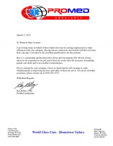 letter of reference for employment promed ambulance recommendation letter ken kelley