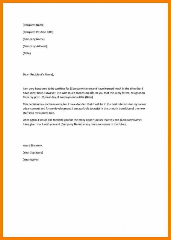 letter of resignation nursing