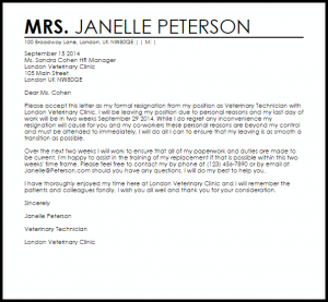 letter of resignation samples resignation letter due to personal reasons