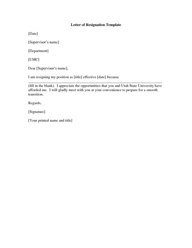 letter of resignation template