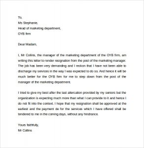 letter of resignation template word business resignation letter