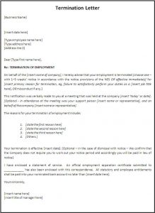 letter of termination termination letter template