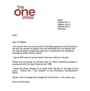 letter requesting donations one show charity letter