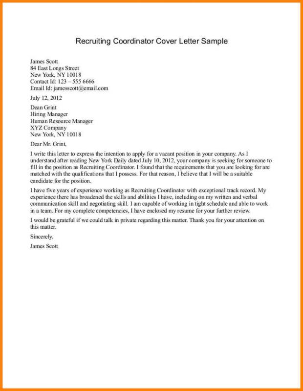 Letter To Recruiter  Template Business