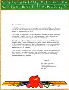 letters of recommendations for student teachers parent letter