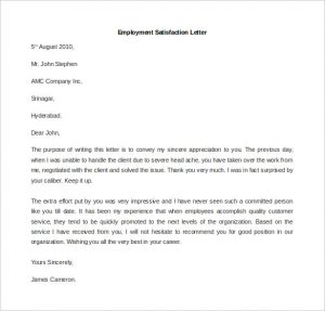 letters to landlords employment satisfaction letter template free word format