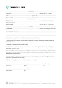 liability waiver form pdf talent release