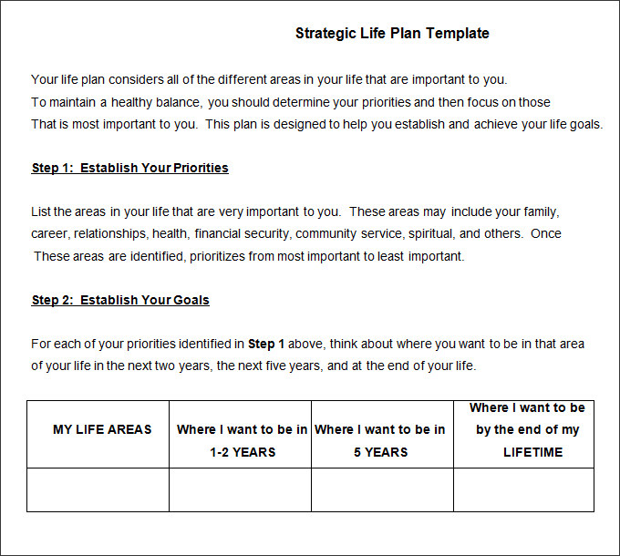 life plan template