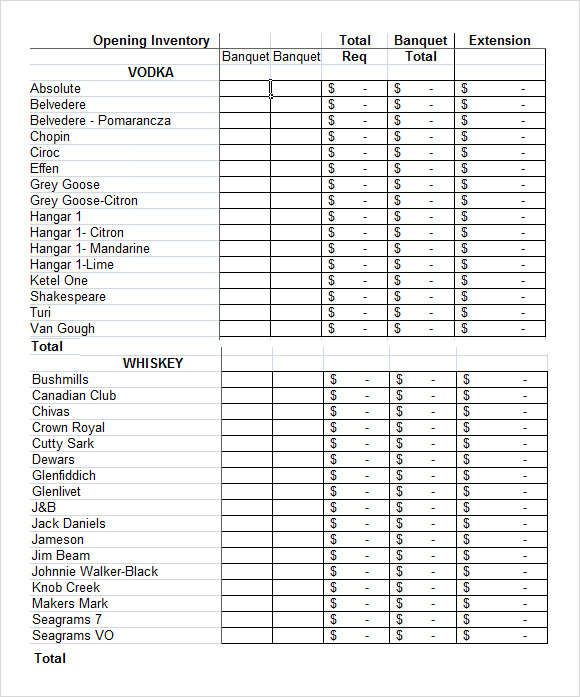 Liquor Inventory Spreadsheet | Template Business