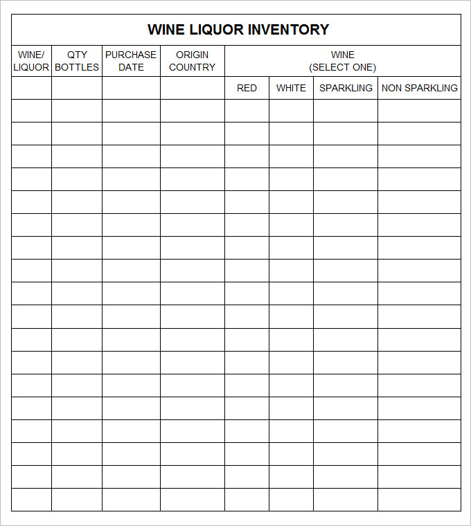 Liquor Inventory Spreadsheet Template Business