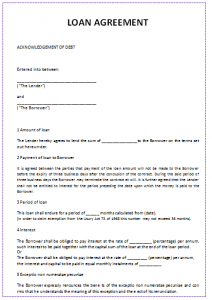 loan agreement form loan agreement sample