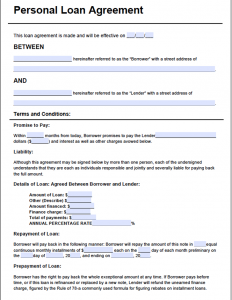 loan agreement form personal loan agreement form