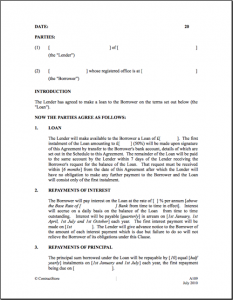 loan agreement template loan contract template 575