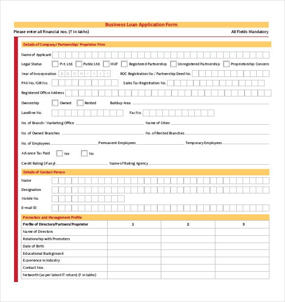 loan application format