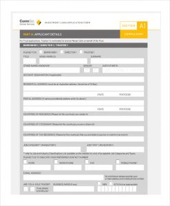 loan application format investment loan application form