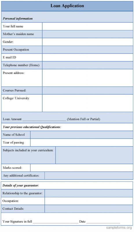 loan application format