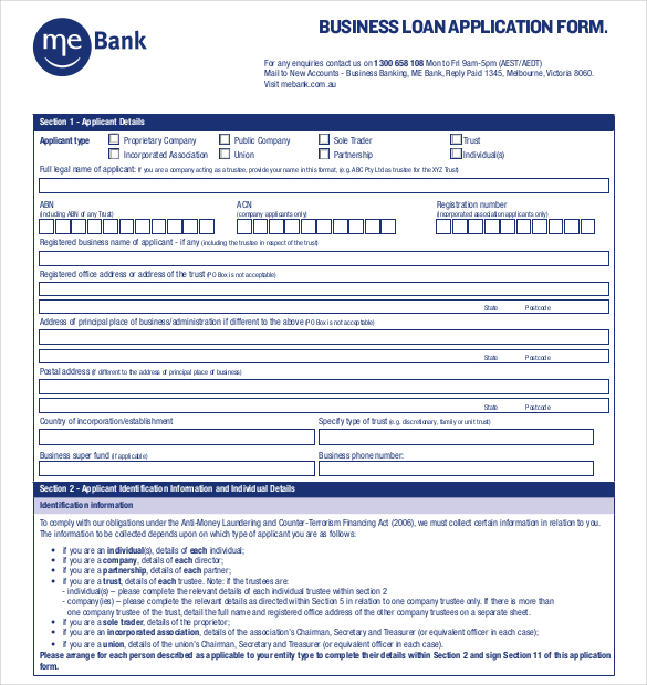 Loan Application Format | Template Business