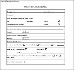 loan application format sample student loan application form