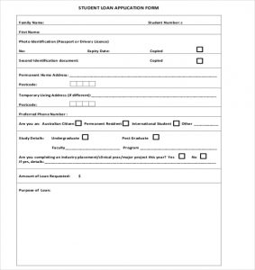 loan application format sample student loan application form download