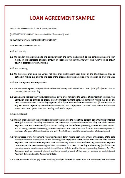 loan contract template