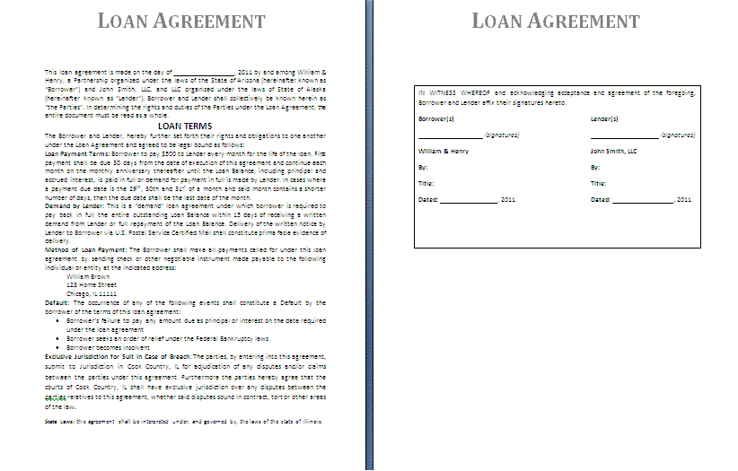 loan contract template