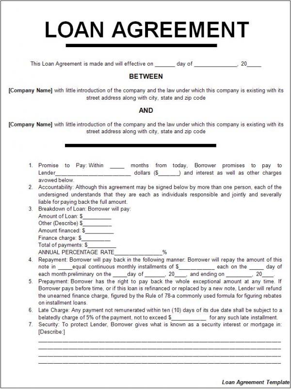 loan contract template