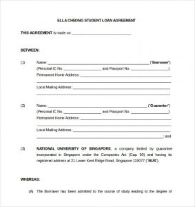 loan contract template student loan agreement template