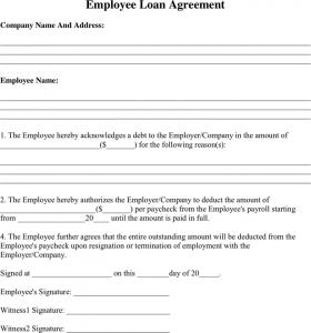 loan promissory note employee loan agreement