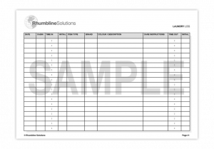 log sheet template laundry