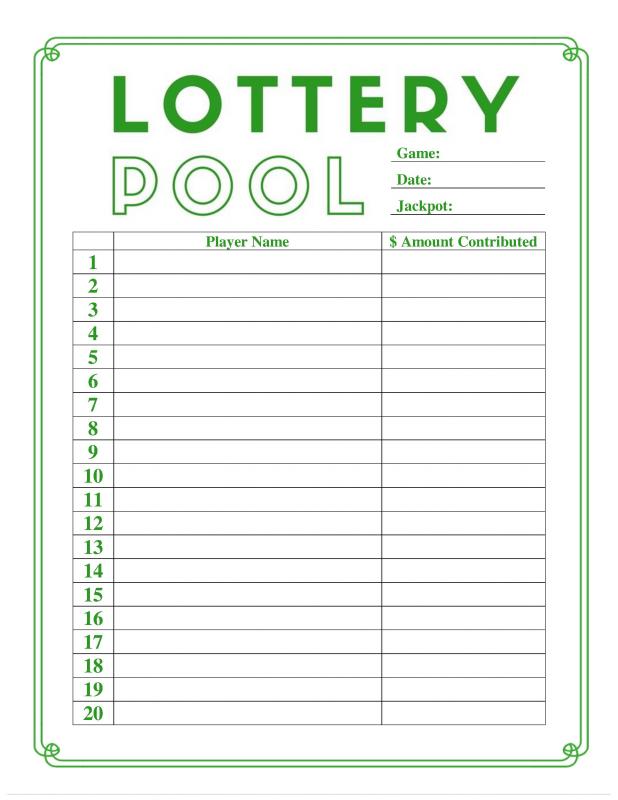 Lottery Pool Contract Template Business