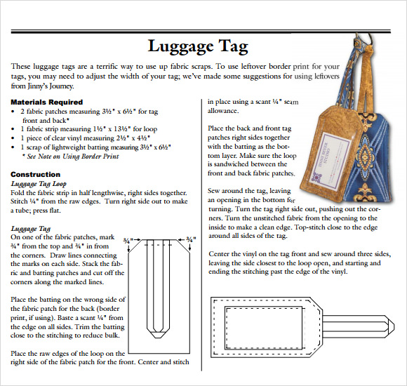 luggage tag template word