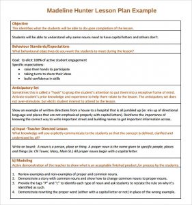 madeline hunter lesson plan template sample madeline hunter lesson plan example