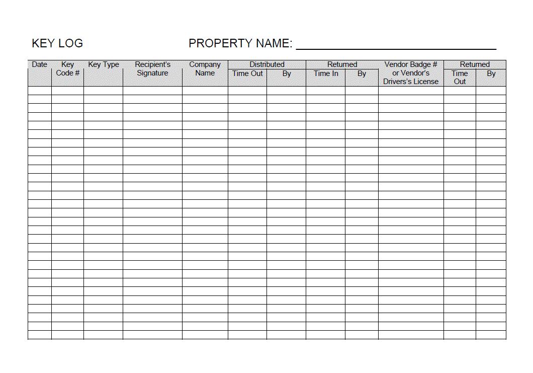 maintenance log template