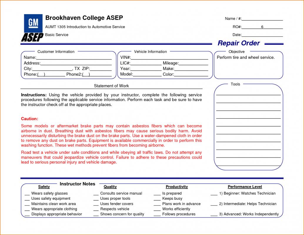 maintenance work order template